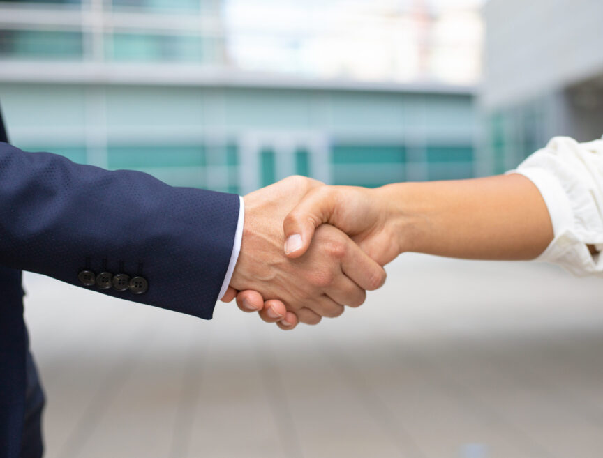 Closeup shot of business handshake.